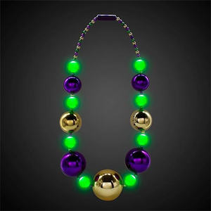 Collar de Cuentas al por Mayor en Dorado, Verde y Morado con Iluminación Led de Colores, Cadena Grande para Actividades de Carnaval - Product Image 1
