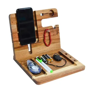 모조리 나무 전화 도킹 스테이션 키 지갑-자연 나무 전화 도킹 스테이션 키 홀더 지갑 주최자 스탠드