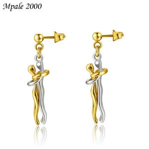 Boucles d'oreilles Huggie tendance et originales pour couples, en alliage de cuivre plaqué or avec pierre naturelle, pour hommes et femmes, succès transfrontalier - Product Image 6
