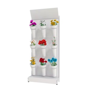 Tùy chỉnh cho bột tráng tầng thường vụ kim loại Pegboard Rack hiển thị đứng cho các cửa hàng bán lẻ với hoa khô màu xanh lá cây nhà máy nồi - Product Image 1