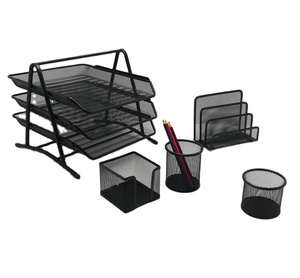 Metal Desk <b>Organizer</b> Office Desk Set Desktop Accessories Includes <b>File</b> Paper Tray Mail Letter <b>Organizer</b> Pen Cup - Product Image 2