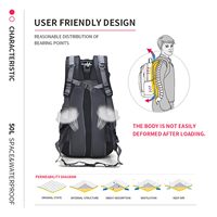 50L sacs de randonnée Camping résistant à l'eau léger sacs de plein air voyage Sport sac à dos pour ski cyclisme sac à dos sacs d'escalade