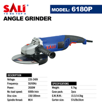 Meuleuse d'angle sans fil industrielle de haute qualité SALI 6180P 2650W avec interrupteur à palette et à glissière et disque de meulage