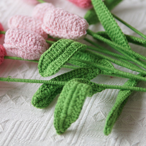 Bouquet tissé à la main produit fini tulipe émule fleur au crochet <span class=keywords><strong>maison</strong></span> bricolage tricot fleur éternelle cadeau Saint Valentin présent - Product Image 5