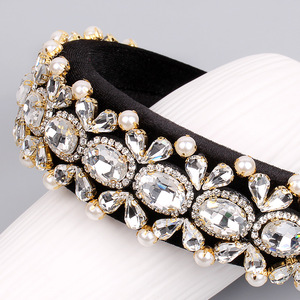 Hua Liyu Bandeaux pour femmes en éponge épaisse avec perles de cristal, style artistique rétro, blanc, rouge, vert, noir HH0236 - Product Image 4