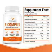 Comprimés à croquer de Vitamines B Complexes sous Marque Blanche, Multi-vitamines B pour Adultes, Adolescents et Femmes Enceintes, Complément Alimentaire