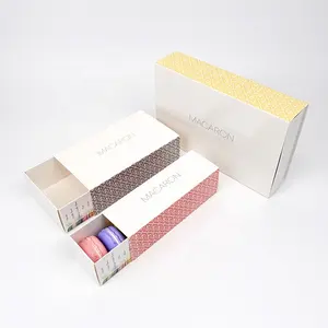 Custom Printed Dessert Macaron Cookie Donut Slid Drawer Paper Box For Bakery Cake Chocolate Packaging Gift Box