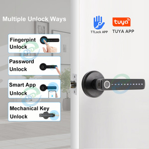 Classic Aluminum Electronic Smart <strong>Door</strong> Handle Lock with Fingerprint Password WiFi Tuya TTLock App Keyless Entry Glass <strong>Door</strong> Cloud - Product Image 2