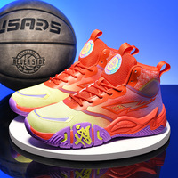 Zapatillas de Baloncesto Juveniles de Caña Alta con Parte Superior de Malla en Color Degradado, Suela de Goma Antideslizante y Amortiguación de Impactos para Entrenamiento Deportivo