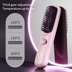 2000mAh <strong>Cordless</strong> <strong>Hair</strong> <strong>Straightener</strong> Brush Negative Ionic Portable <strong>Hair</strong> <strong>Straightener</strong> Comb With 3 Temps Fast Heating - Product Image 3