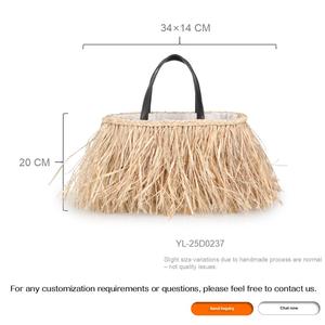 <span class=keywords><strong>Bolso</strong></span> Tote de Rafia Natural Tejido a Mano con Asas de Cuero y Cordón, Estilo Boho Vintage para Mujer, Playa, Verano, Regalo, Venta al por Mayor, Personalizado - Product Image 3