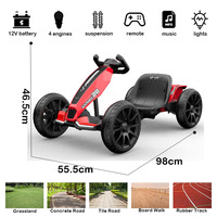 Voiture de course électrique pour enfants alimentée par batterie 12V, siège réglable, kart à 4 roues pour l'extérieur