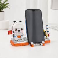 Ensemble de blocs de construction Space Panda avec support de téléphone, 311 pièces, jouet de construction STEM, briques éducatives DIY, kit de modèle de bureau pour enfants