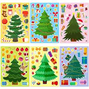 Juego de Crea Tus Propias Pegatinas, Divertido Regalo de Navidad, Actividades, Manualidades, Regalos, 48 Hojas de Pegatinas de Árbol de Navidad para Niños - Product Image 2