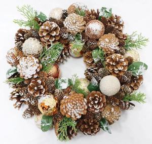 Thực Tế Trang Trí Vòng Hoa Lớn <span class=keywords><strong>Swags</strong></span> Bất Cảm Ứng Bán Buôn Tự Nhiên Bằng Gỗ Giáng Sinh Vòng Hoa - Product Image 2