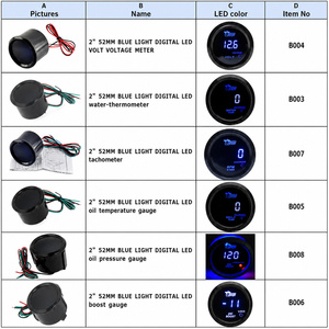 Jauge de <span class=keywords><strong>pression</strong></span> d'<span class=keywords><strong>huile</strong></span> numérique universelle de 2 pouces (52 mm) avec LED bleue pour voiture, camion, bateau, tableau de bord marin - Product Image 2