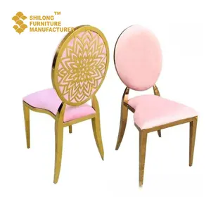 Banket Bruiloft Stoel Hotel Rvs SL-YHY-H003 Meubelleverancier Rose Goud Metaal Moderne Dinerstoel Eetkamerstoelen