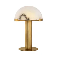 Lampe de table en marbre d'albâtre espagnol de luxe, décoration d'intérieur avec abat-jour en métal, lampe de table LED