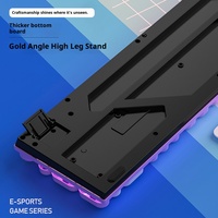 Teclado para Juegos con Cable, Diseño Color Block Punk, Sensación Mecánica, Retroiluminación RGB para PC Gamer PUBG