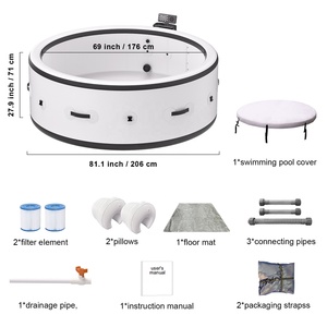 Piscine ovale moderne chauffante à massage LED pour la maison Spa à bulles à température constante Baignoire pliante - Product Image 5
