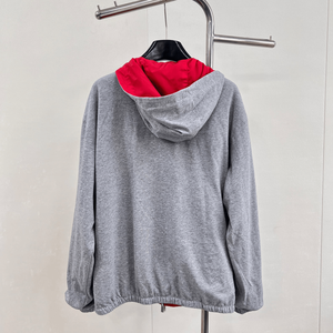 Chaqueta cortavientos con capucha para mujer, forro en contraste, cremallera, cordón ajustable, ropa exterior informal - Product Image 4