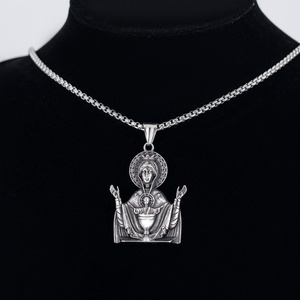 Nouveau style de bijoux religieux catholiques, pendentif plaqué Vierge Marie, pendentifs en acier inoxydable - Product Image 4