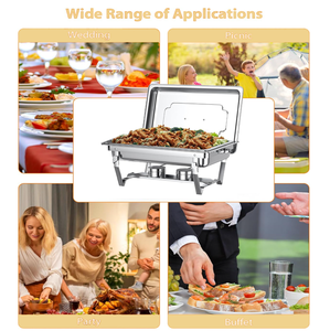 Ensemble <span class=keywords><strong>de</strong></span> réchauds à buffet en acier inoxydable <span class=keywords><strong>de</strong></span> haute qualité, 11 L, rectangulaire, alimenté <span class=keywords><strong>au</strong></span> combustible, 4 pièces, chauffe-plats <span class=keywords><strong>au</strong></span> <span class=keywords><strong>gaz</strong></span>, design à bord roulé - Product Image 6