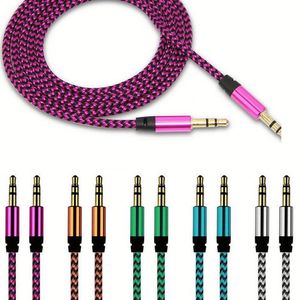 3.5mm Audio <b>Jack</b> to 3.5mm Audio <b>Jack</b> Cable Headset <b>Adapter</b> Nylon Braided Male to Male 3.5mm Aux Cable - Product Image 1