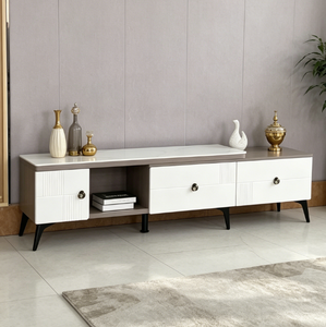 Meuble <span class=keywords><strong>de</strong></span> salon moderne en <span class=keywords><strong>dalle</strong></span> frittée, meuble TV rétractable, console <span class=keywords><strong>de</strong></span> rangement, table basse et meuble TV - Product Image 5