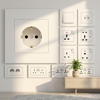 Prise murale universelle multifonction 5 broches 16A en cuivre avec double port USB 5V 2.1A, mise à la terre standard PC, indice de protection IP22, usage résidentiel
