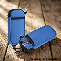 Étui rigide pour lunettes de soleil en néoprène rectangulaire, pochette portable pour lunettes, étanche et résistante aux chutes, avec fermeture éclair, pour lunettes de soleil de 10 pouces et plus