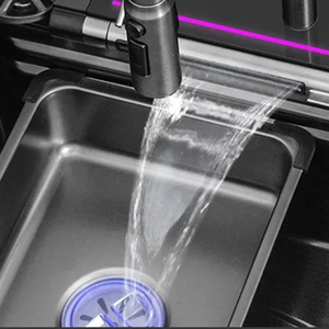 Bán Hot Black thác nước bồn rửa nhà bếp hiện đại handmade với hiển thị kỹ thuật số bồn rửa nhà bếp thép không gỉ Bồn Rửa Nhà Bếp - Product Image 4