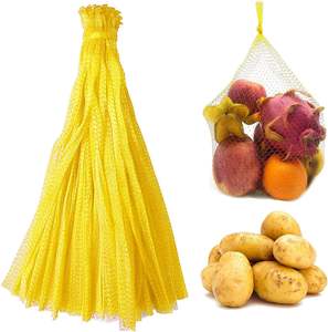 Huamaohengchun 100 pièces Sacs en filet LDPE réutilisables 24'' pour légumes, pommes de terre, oignons et produits de jardin (Jaune) - Product Image 1