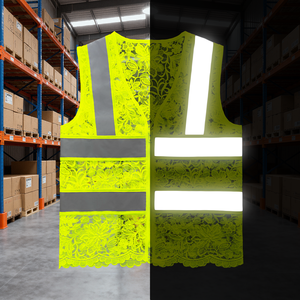 Gilet di Sicurezza Riflettente Giallo Fluorescente per Donne, Alta Visibilità con Strisce e Cerniera Frontale per <span class=keywords><strong>Lavoro</strong></span> all'Aperto - Product Image 5
