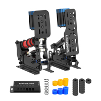 SIMSONN Pedal Gaming Balap Berkualitas Tinggi dari Baja Tahan Karat Warna Hitam Model Plusx Setir Game Berkabel Simulator Penerbangan untuk