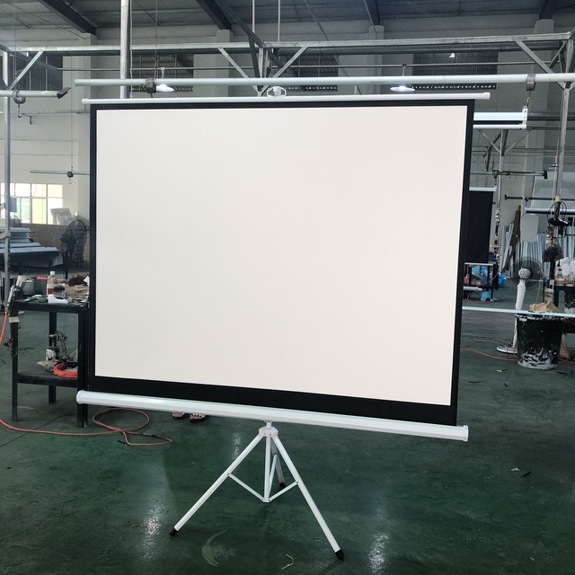Home Cinema TELON 16:9 Portable Tripod Projection Screen Outdoor 100 Inch Matte White Projector Screens with Stand