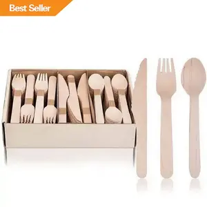 wood flatware ecolife birch food grade eco friendly outdoor disposable cake cutlery wood set