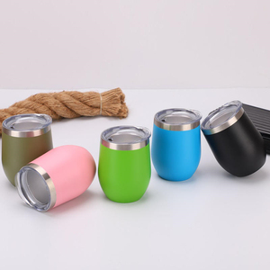 Tùy chỉnh du lịch cốc cà phê đầy màu sắc đôi tường thép không gỉ 12oz trứng Shape Wine Tumbler - Product Image 5