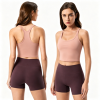 Débardeur de yoga en polaire double face pour femme, sans manches, séchage rapide, anti-transpiration, dos nageur, coupe courte, pour le sport