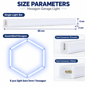 Lampe de plafond modulaire hexagonale à LED bleue, éclairage haute luminosité pour atelier de détaillage automobile, garage - Product Image 5