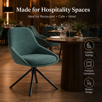 Chaise de salle à manger moderne pivotante en bouclette vert sarcelle profond, siège ergonomique, accoudoirs ergonomiques, base étoile de qualité commerciale, rotation 360° °   Hôtel Restaurant Café
