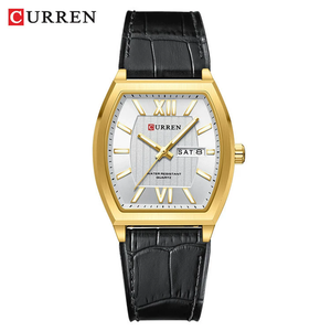 Montre à quartz carrée en alliage pour homme 8478, 38 mm, élégante, avec calendrier, lumineuse, étanche, bracelet en cuir, style rétro - Product Image 4