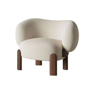 Poltrona Ispirata al Mid-Century con Velluto Morbido <span class=keywords><strong>e</strong></span> Gambe in Legno Massello Spesso - Product Image 3
