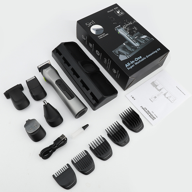 model 925 Electric Hair Trimmer IPX6 Waterproof Mustache Body Face Grooming Kit 8000rpm 5 in 1 Kit Beard Trimmer for Men