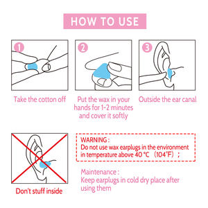 <span class=keywords><strong>Tapones</strong></span> Auditivos Desechables de Algodón Encerado para Protección Auditiva al Nadar - Product Image 6