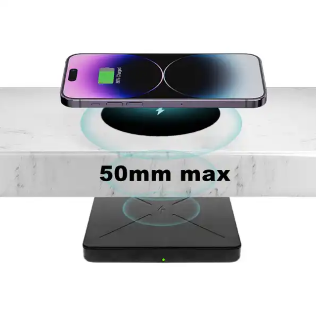 OEM ODM 10W Fast Charging 50mm Long Distance Wireless Charger Invisible Under Table  Wireless Charger