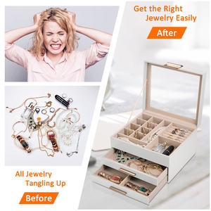 กล่องใส่เครื่องประดับทำจากผ้ากำมะหยี่ขนาดใหญ่พกพาได้มีเอกลักษณ์ชุดสีเหลืองขนาดเดินทางสีเขียว - Product Image 5