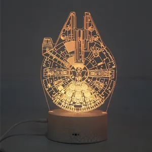 Padrão de 7 lâmpadas led de economia de energia, coloridas, usb, luz noturna, decoração de quarto infantil, 3d, lâmpada noturna