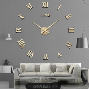 Grande <span class=keywords><strong>Horloge</strong></span> <span class=keywords><strong>Murale</strong></span> Silencieuse sans Cadre 3D DIY à Chiffres Romains pour Décoration de Salon - Product Image 2