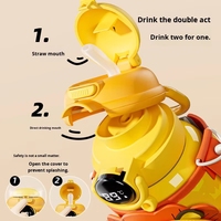 Bouteille d'eau isotherme intelligente personnalisable pour enfants, avec double paille, motif dessin animé, 500 ml, en acier inoxydable 316, 6-12h, vente en gros